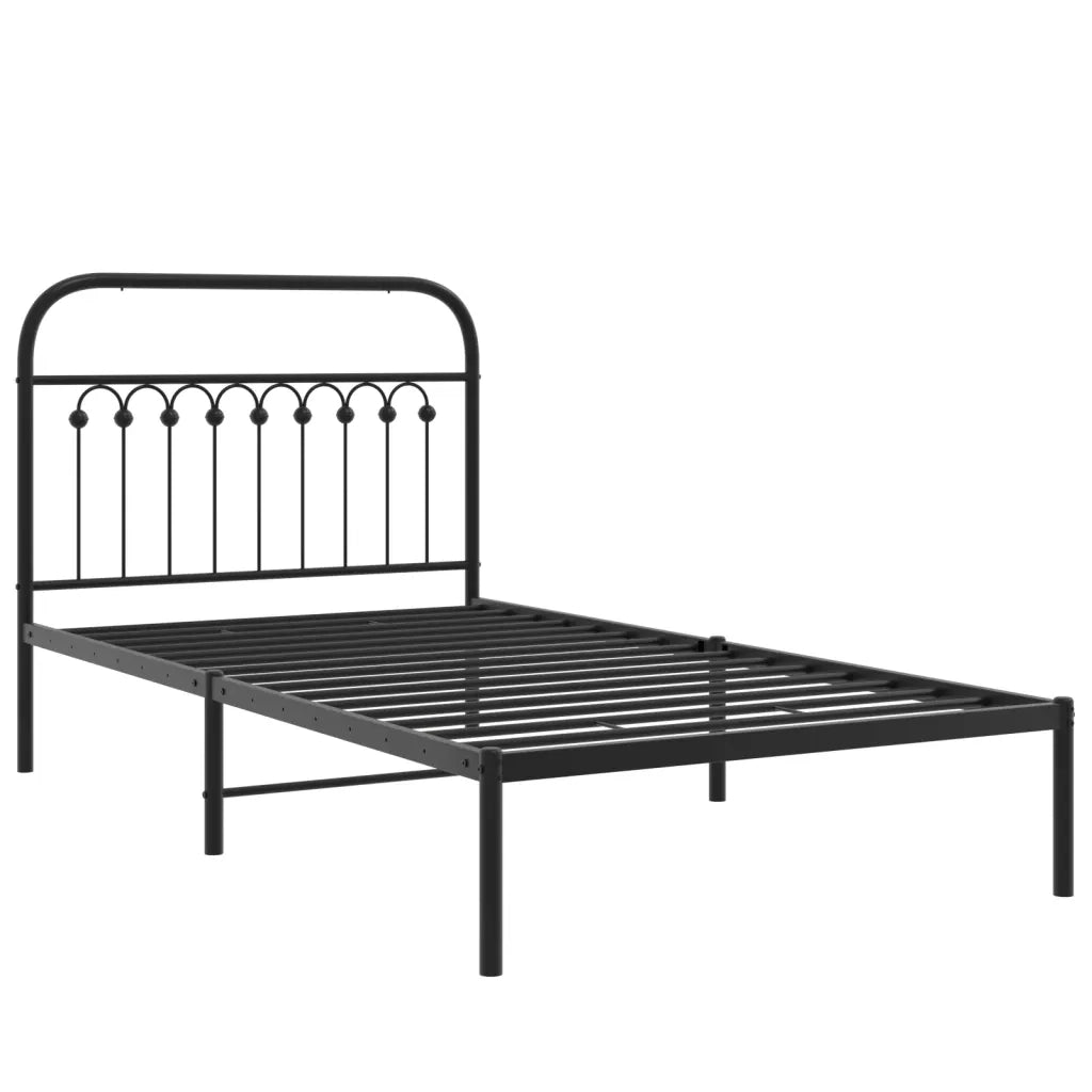 Giroletto con Testiera in Metallo Nero 100x190 cm 376594