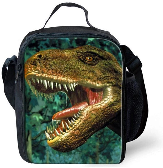 Borsa per picnic con contenitore per bottiglie, stampa 3D di animali, cinturone regolabile per bambini dinosauro