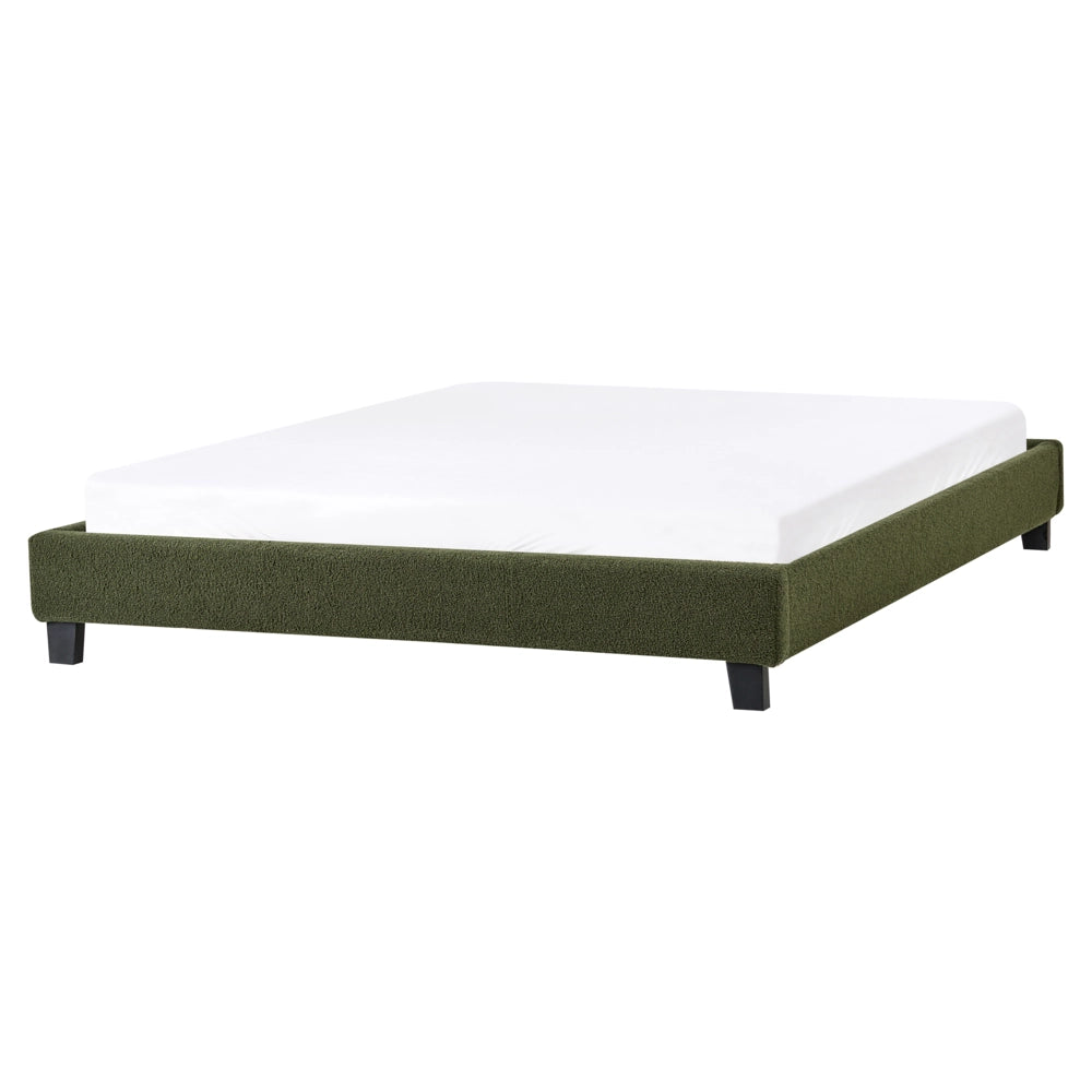 Letto matrimoniale in bouclé verde scuro con rete a doghe 160 x 200 cm stile moderno