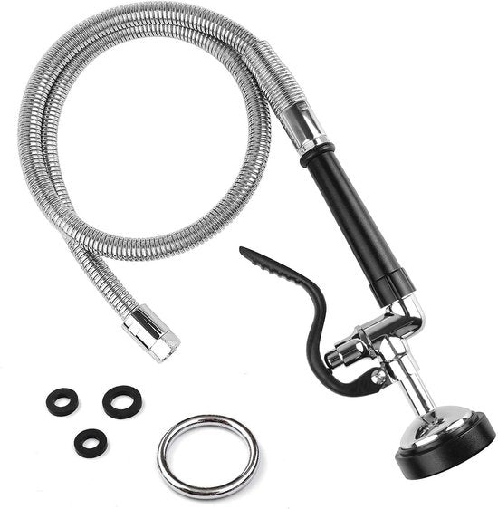 Set di sostituzione per rubinetto di cucina e doccia a mano Gastro - Adattatore 1/2" standard - AG - Finestra in acciaio inox con finitura cromata - Lunghezza del tubo 96 cm