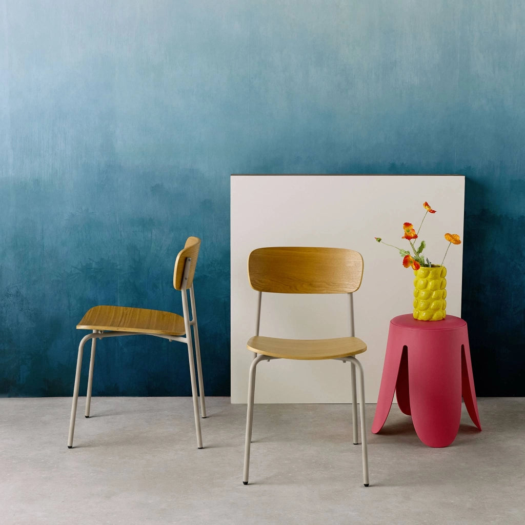 Set di 2 sedie vintage in metallo e compensato , beige