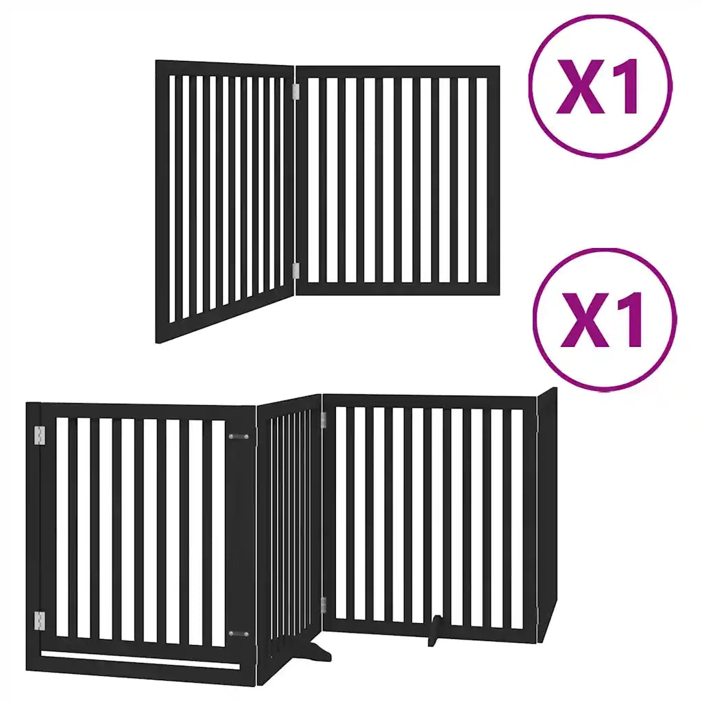 Cancello per Cani Porta Pieghevole Nero 6 Pannelli 480cm Pioppo CFW6143812