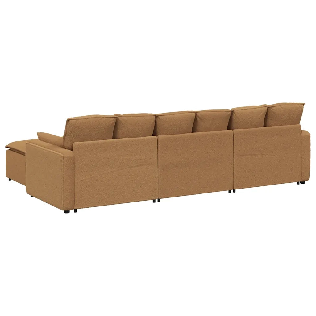 Divano Modulare con Poggiapiedi e Cuscini Beige