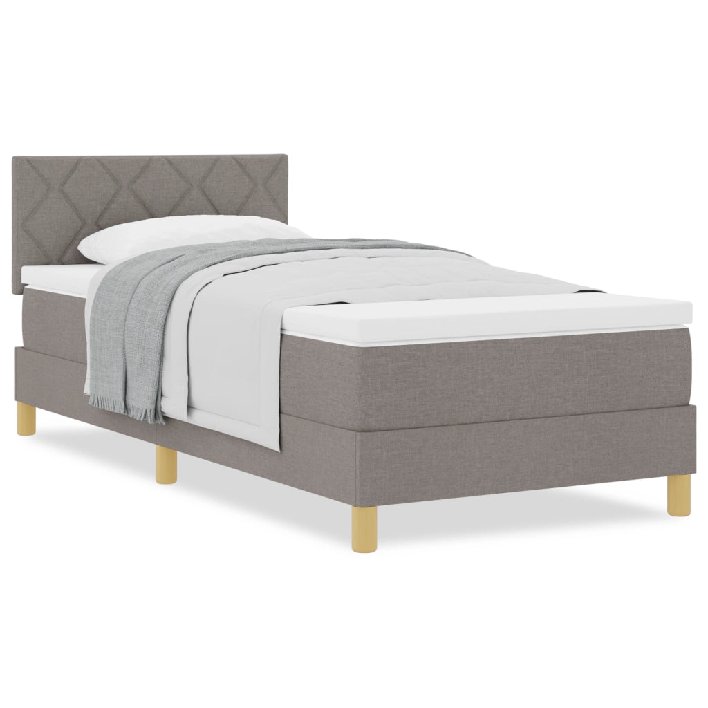 Letto Box Spring con Materasso Tortora 90x200 cm in Tessuto