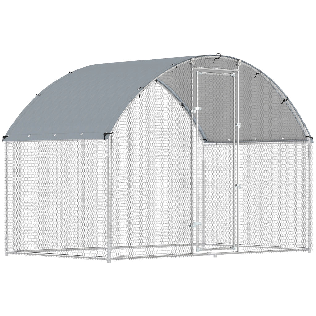 Pollaio per Galline da Esterno 280x170x190 cm con Tetto Impermeabile e Serratura in Acciaio Zincato Argento