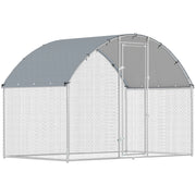 Pollaio per Galline da Esterno 280x170x190 cm con Tetto Impermeabile e Serratura in Acciaio Zincato Argento