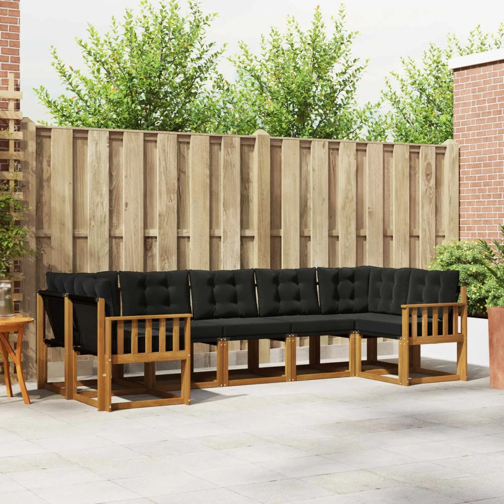 Set di divani da esterno con cuscino 7 pcs Naturale e Nero 3369023