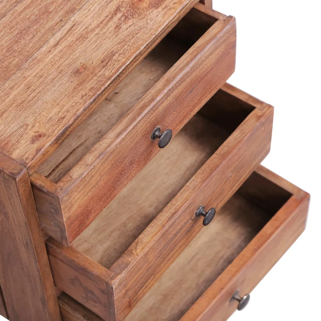 Comodino con 3 Cassetti 35x25x35 cm Legno Massello di Mogano 283938