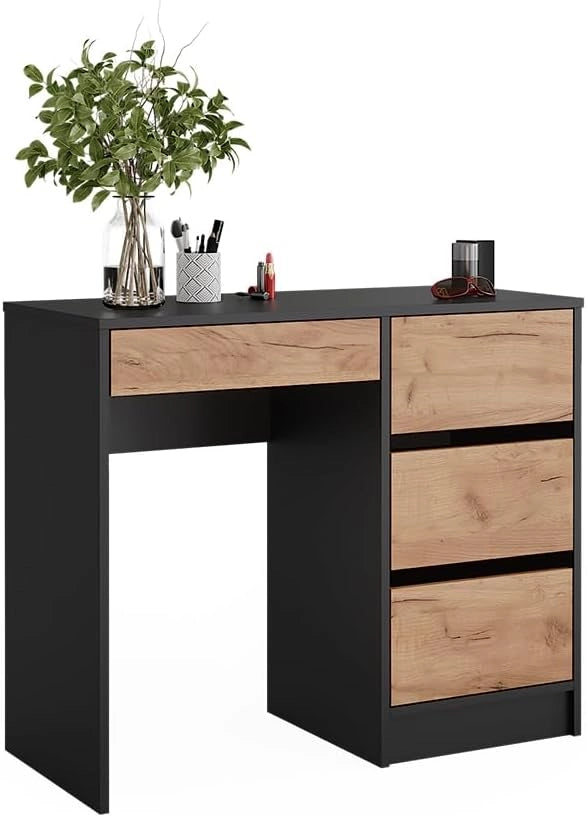 Tavolo da toilette Sherry, Antracite/quercia dorata, 90 x 75 cm Senza specchio, adatto per l’uso come tavolo da toeletta o superficie d’appoggio