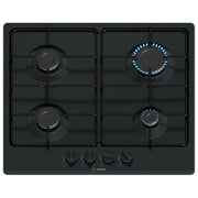 Bosch Serie 4 PGP6B6K80 Piano Cottura a Gas 60 cm 4 Fuochi Acciaio Nero