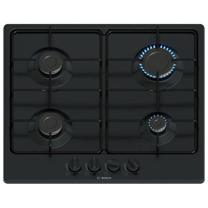 Bosch Serie 4 PGP6B6K80 Piano Cottura a Gas 60 cm 4 Fuochi Acciaio Nero