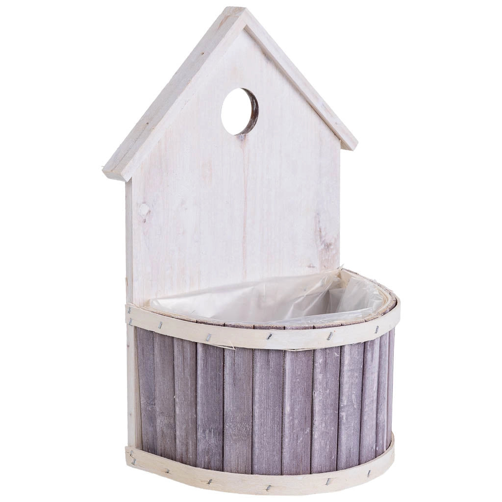 Supporto per fioriera rotondo in bambù grigio 20x11x27/10H cm