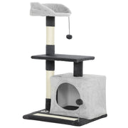Tiragraffi per Gatti con Casetta e Lettino 85 cm in Sisal Grigio