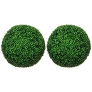 Set di 2 Piante Finte Sfera di Bosso Ø50cm, Decorazione per Interno ed Esterno, Verde
