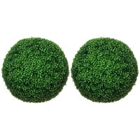 Set di 2 Piante Finte Sfera di Bosso Ø50cm, Decorazione per Interno ed Esterno, Verde