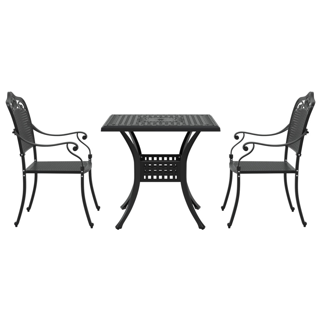 Set Bistro da Giardino 3 Pezzi in Alluminio Fuso Nero