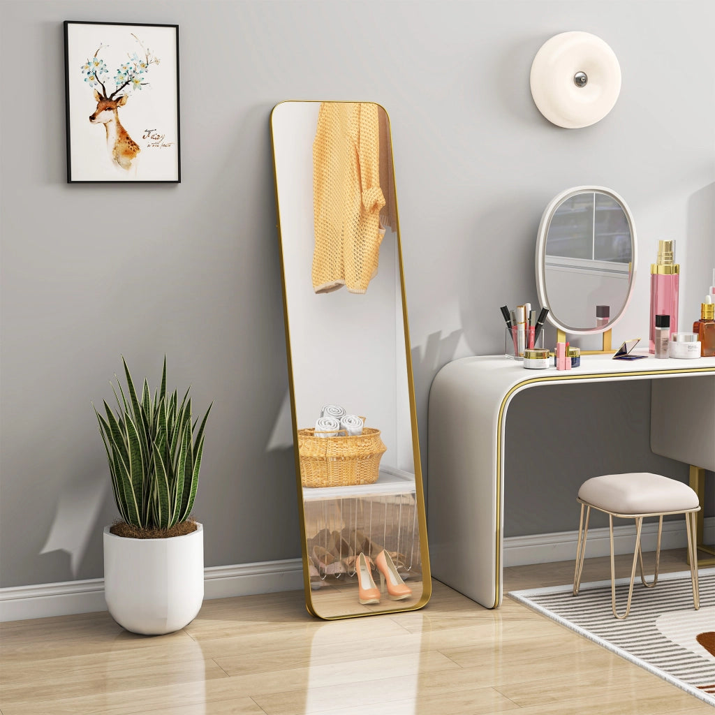 Specchio a figura intera ¨C zephmum ¨C freestanding, inclinabile, metallo, MDF, 160x40 cm, oro