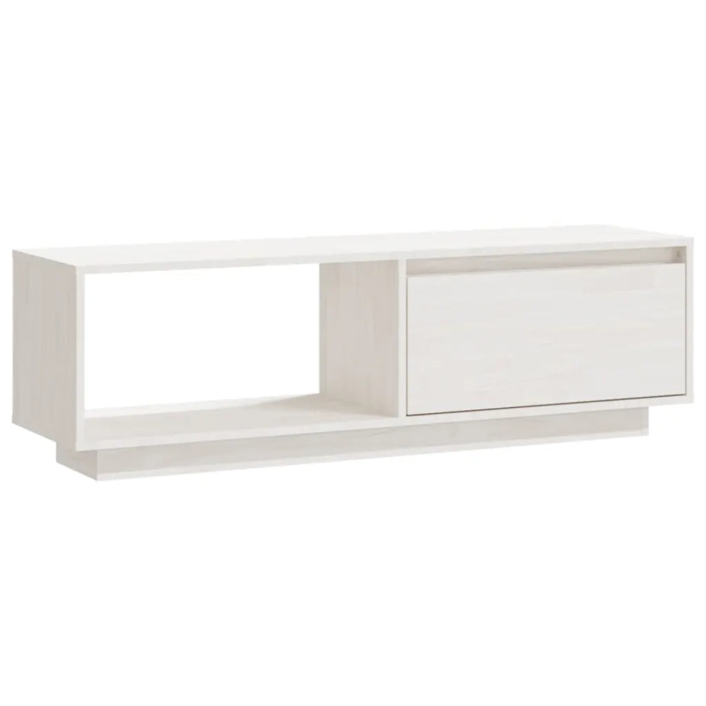 Mobile Porta TV Bianco 110x30x33,5 cm in Legno Massello di Pino 809889