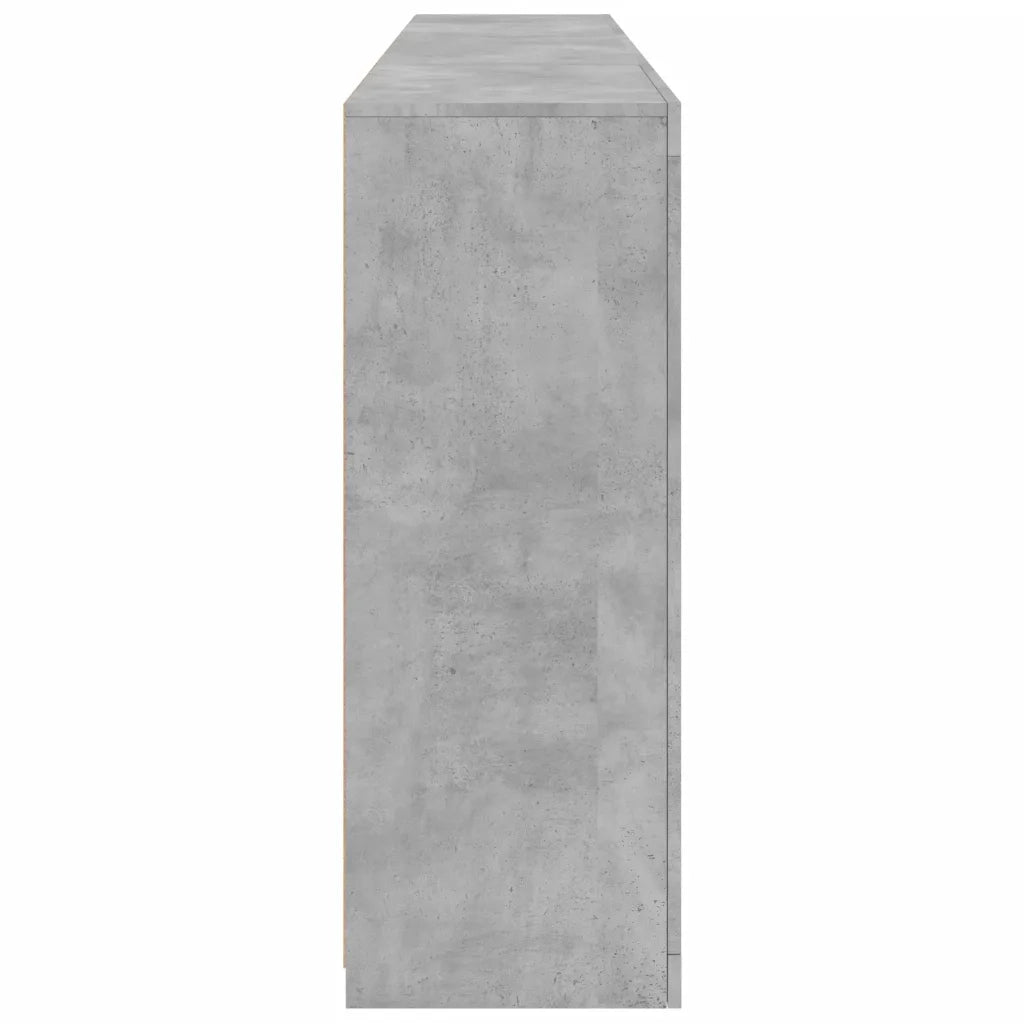 Credenza con Luci LED-Buffet-Armadio da cucina Grigio Cemento 202x37x100 cm