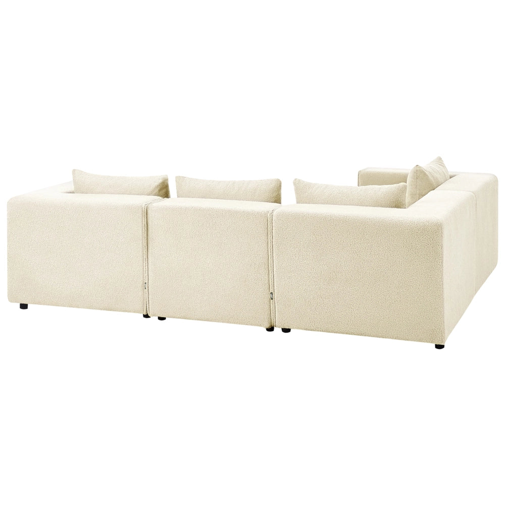 Divano a 4 posti in tessuto bouclè bianco sporco modulare lato destro stile minimale moderno