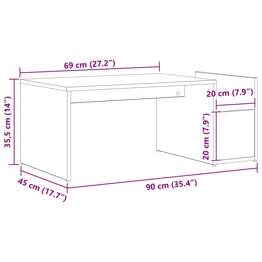 Tavolino da salotto Rovere Nero 90 x 45 x 35 cm 862502