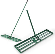 Rastrello Livellatore per Prato, Attrezzo per la Livellatura del Prato con Manico Ergonomico, Livellatrice per Giardino, Cortile, Campo da Golf, Fattoria e Pascolo (Verde 91 x 25 cm)