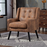 Poltrona imbottita in pelle scamosciata - Xylo - Stile moderno met¨¤ secolo con cuscino in schiuma ad alta densit¨¤ e gambe in legno massello per piccoli spazi
