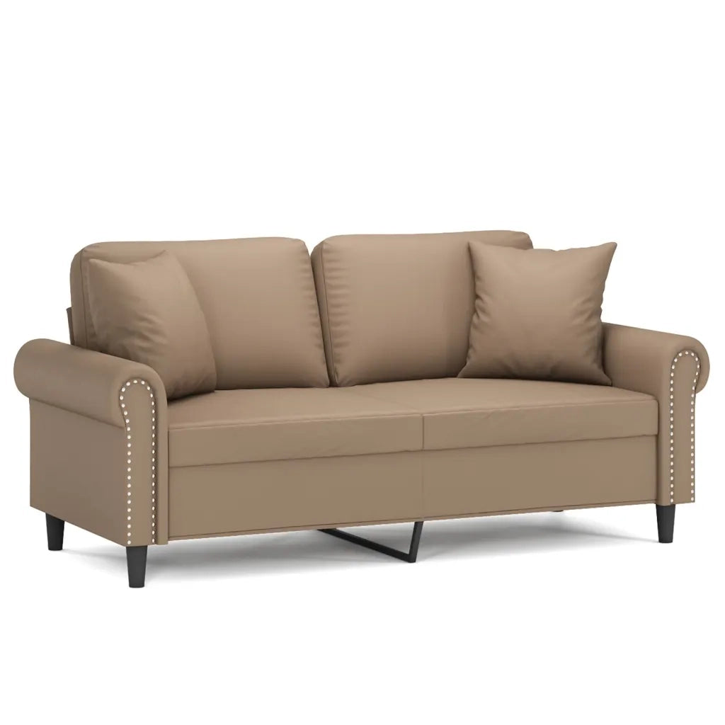 Divano a 2 Posti con Cuscini Cappuccino 140 cm in Similpelle 3200934