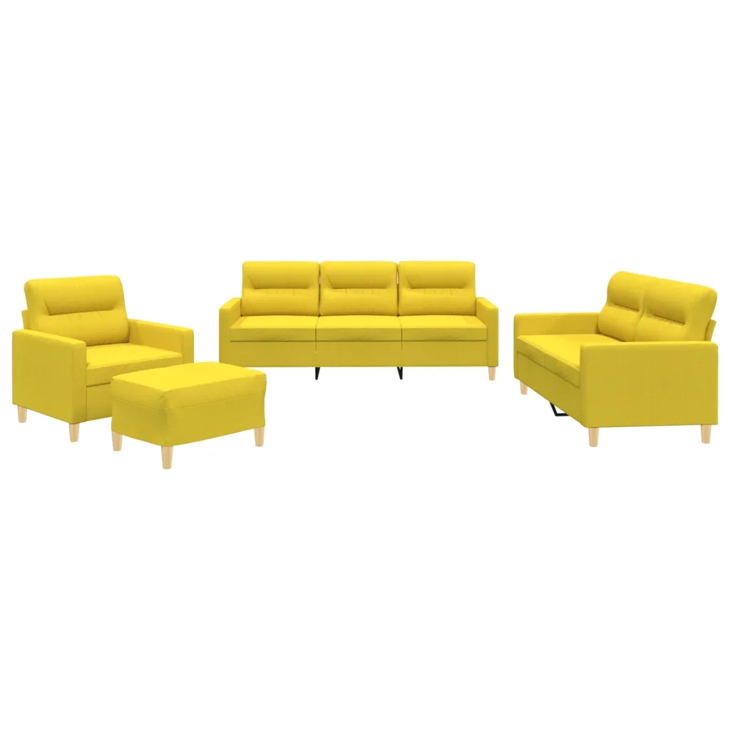Set di Divani 4 pz con Cuscini Giallo Chiaro in Tessuto 3201549