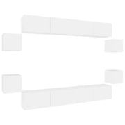 Set Mobili Porta TV 8pz | Armadietto TV | Mobile Porta TV Bianco in Legno Multistrato