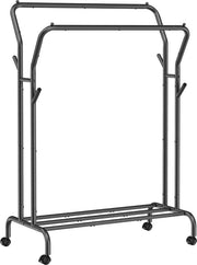 Capstocco su ruote 2 stecche di capspacco capstocco in tubi di acciaio sostenibile fino a 100 kg 103 5 cm di larghezza capstocco multifunzionale di archiviazione nero 52,5 x 103,5 x 155 cm