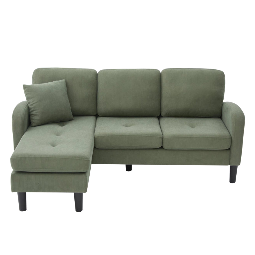 Divano angolare modulare con chaise longue 166 x 118 x 77 cm in tessuto cord verde