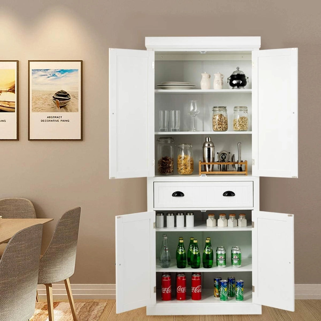 Armadietto da pavimento, con cassetto e 2 secchi a 3 livelli, fermaporta magnetico, dispositivo antiribaltamento, mobile interno per bagno, cucina, studio (bianco), MC43480