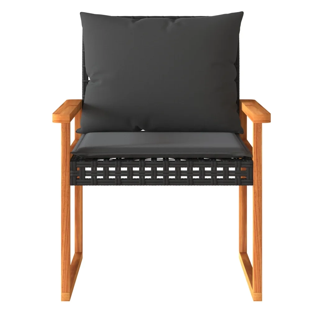 Set Divani da Giardino 4 pz | Set Salotto da Giardino con Cuscini Nero in Polyrattan