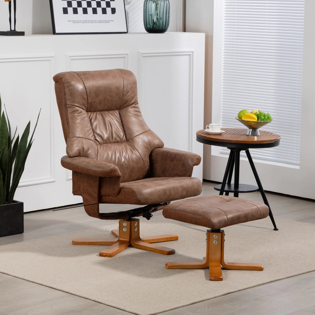 Poltrona relax reclinabile 135' girevole 360' con poggiapieds ¨C zephmum ¨C marrone