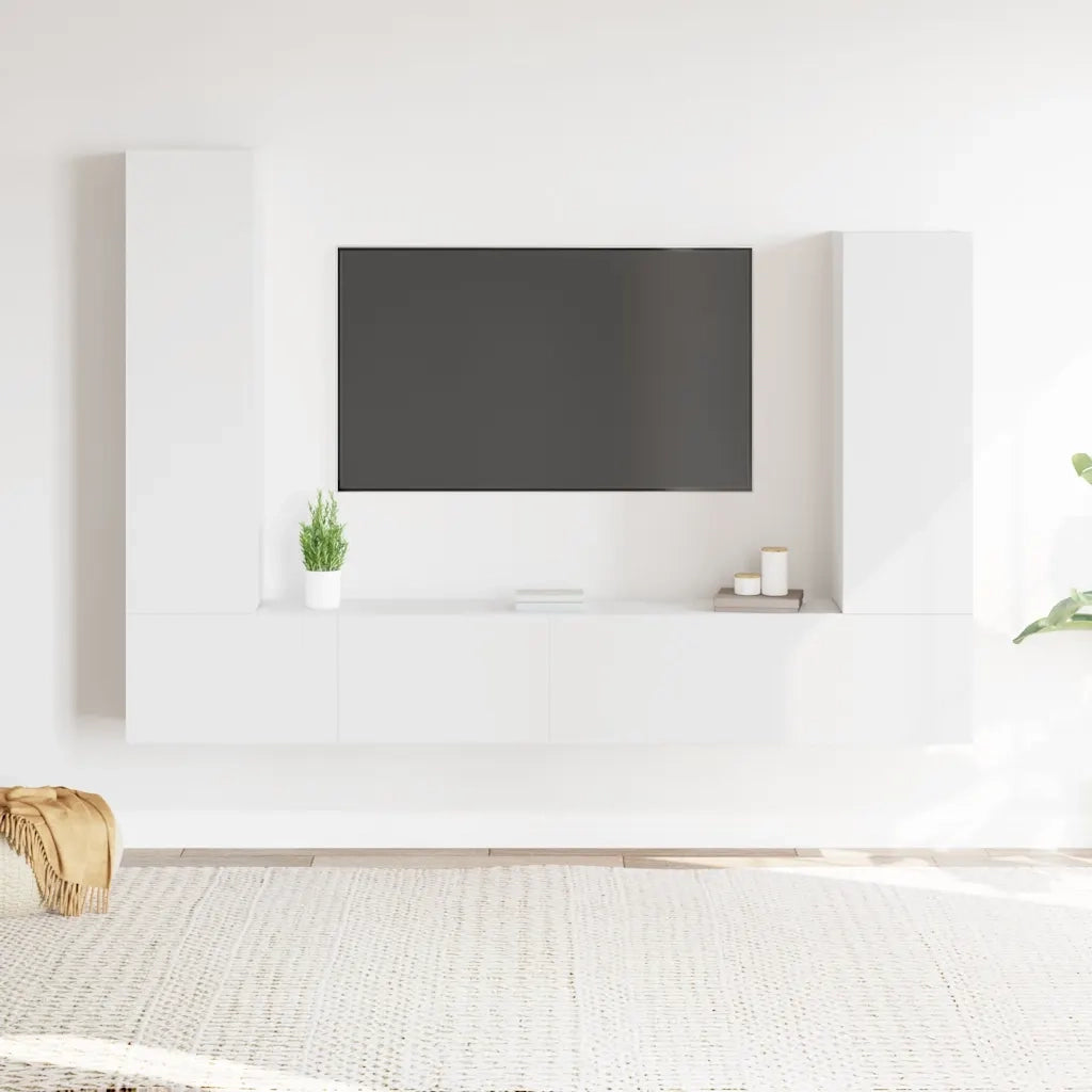 Set di Mobili Porta TV 4 pz Bianco in Legno Multistrato 3114630