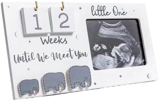 Scatola per la visualizzazione delle foto del bambino in utero con conto alla rovescia (bianco)