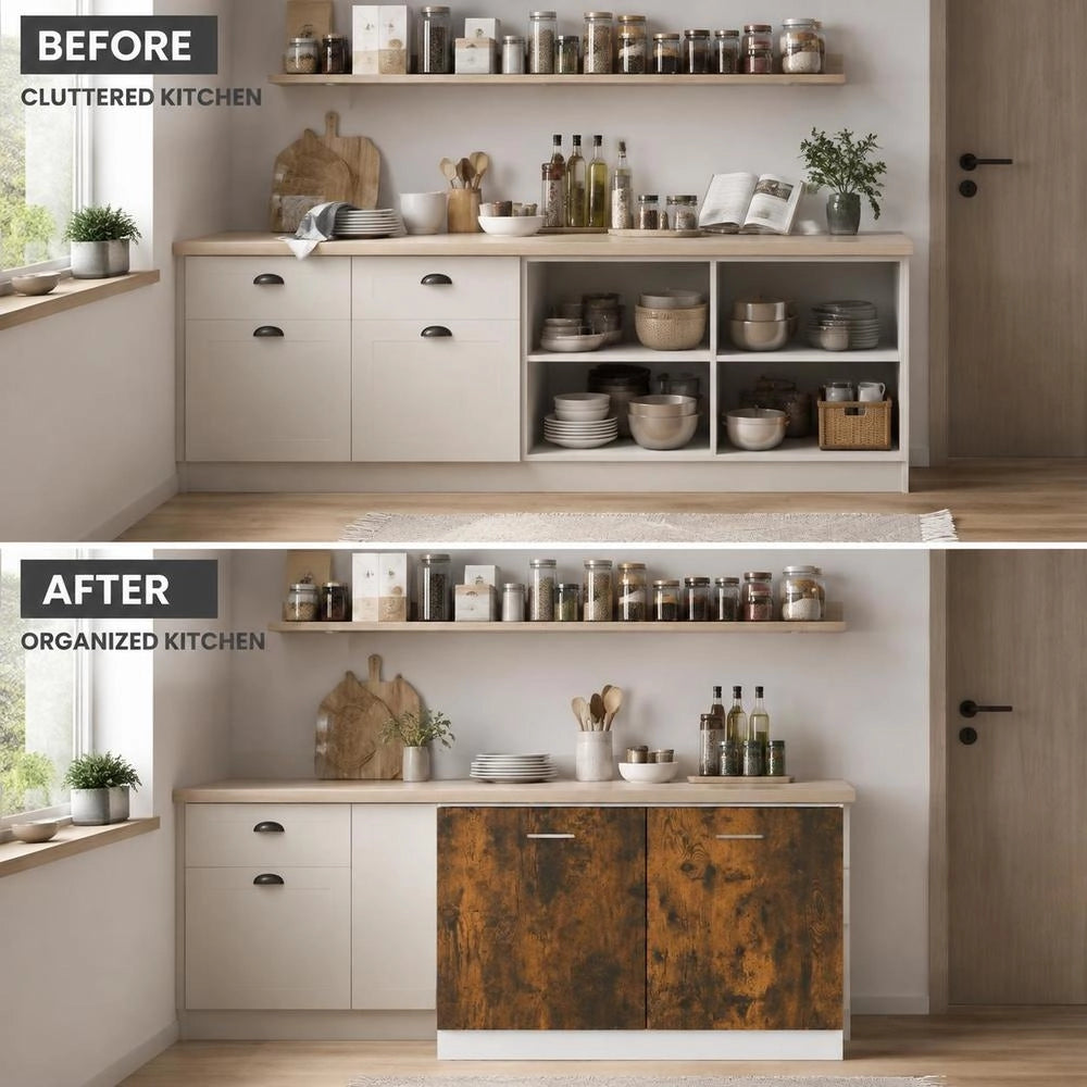 Sink Base Cabinet Lyon Smoked Oak 80x46x81.5 Cm Wood-based Material
