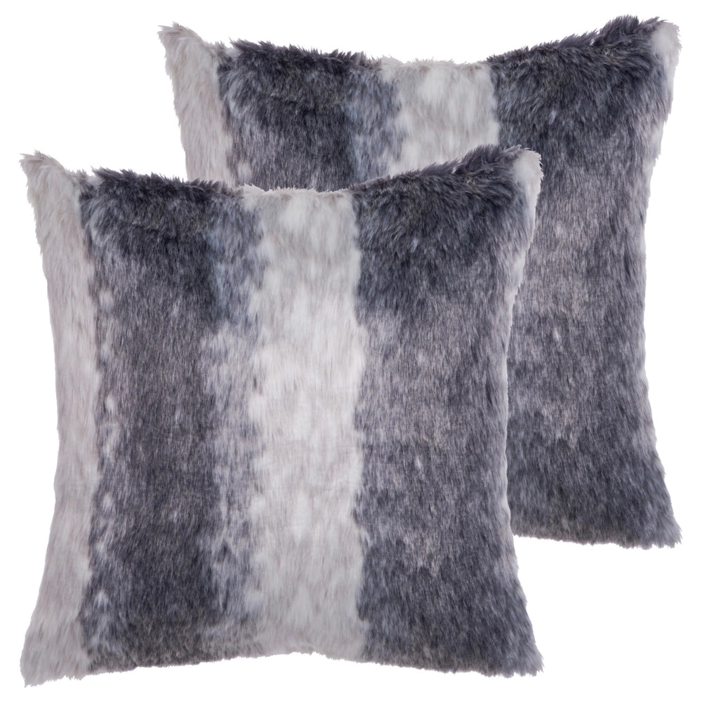 Set di 2 cuscini in acrilico grigio 45 x 45 cm boho tinta unita cerniera soggiorno camera da letto peloso