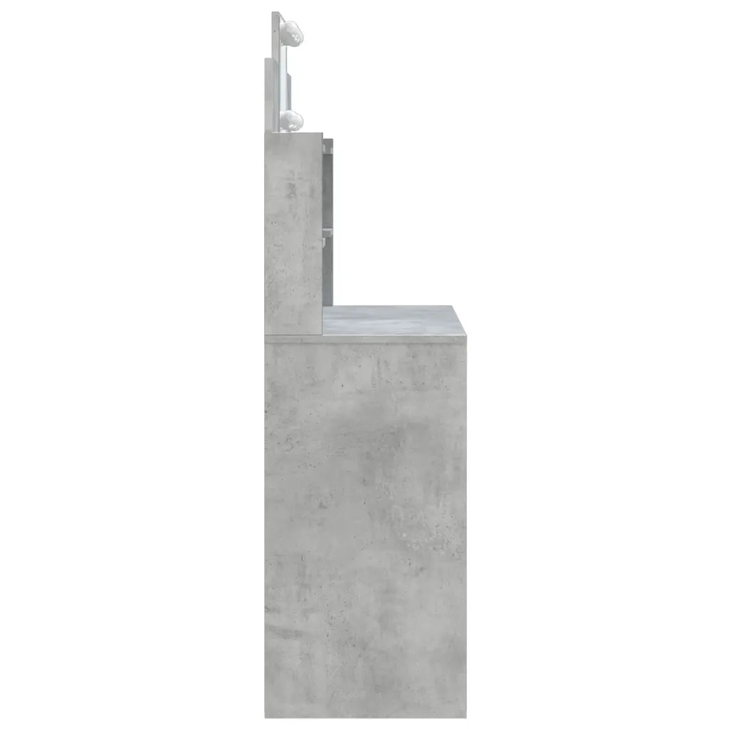 Toeletta | Tavolo da Trucco con Luci LED Grigio Cemento 96x40x142 cm