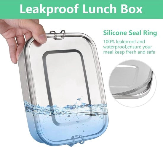 Lunch Box 1400 ML con Compartimenti in Acciaio Inossidabile Bento per Pranzo con Brodo, Contenitore Bpa-Vrij per Bambini e Adulti, Scuola Ufficio