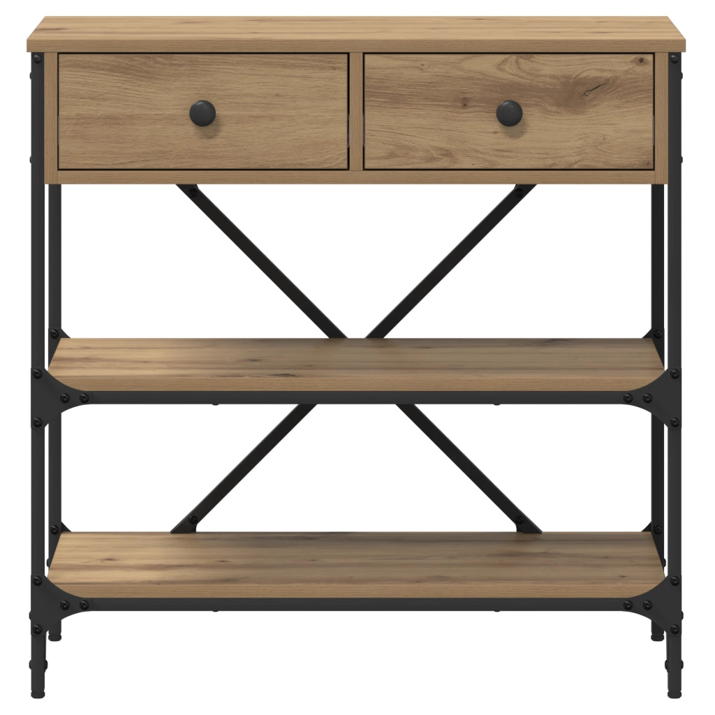 Tavolo Consolle Rovere Artigianale 75x34.5x75 cm Legno ingegnerizzato
