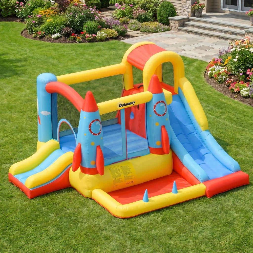 Casetta gonfiabile per bambini con 2 scivoli e piscina ¨C zephmum ¨C 330x265x185 cm multicolore