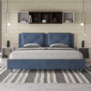 Letto imbottito Matrimoniale 180x210 cm Appia - Senza rete,Microfibra,Blu