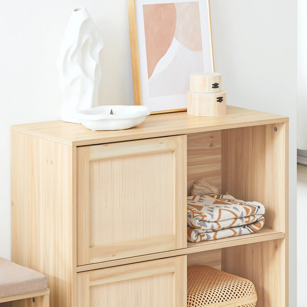 SoBuy Credenza con 2 ante scorrevoli Credenza decorativa Consolle laterale stretta Naturale 80x35x87cm FSB87-N