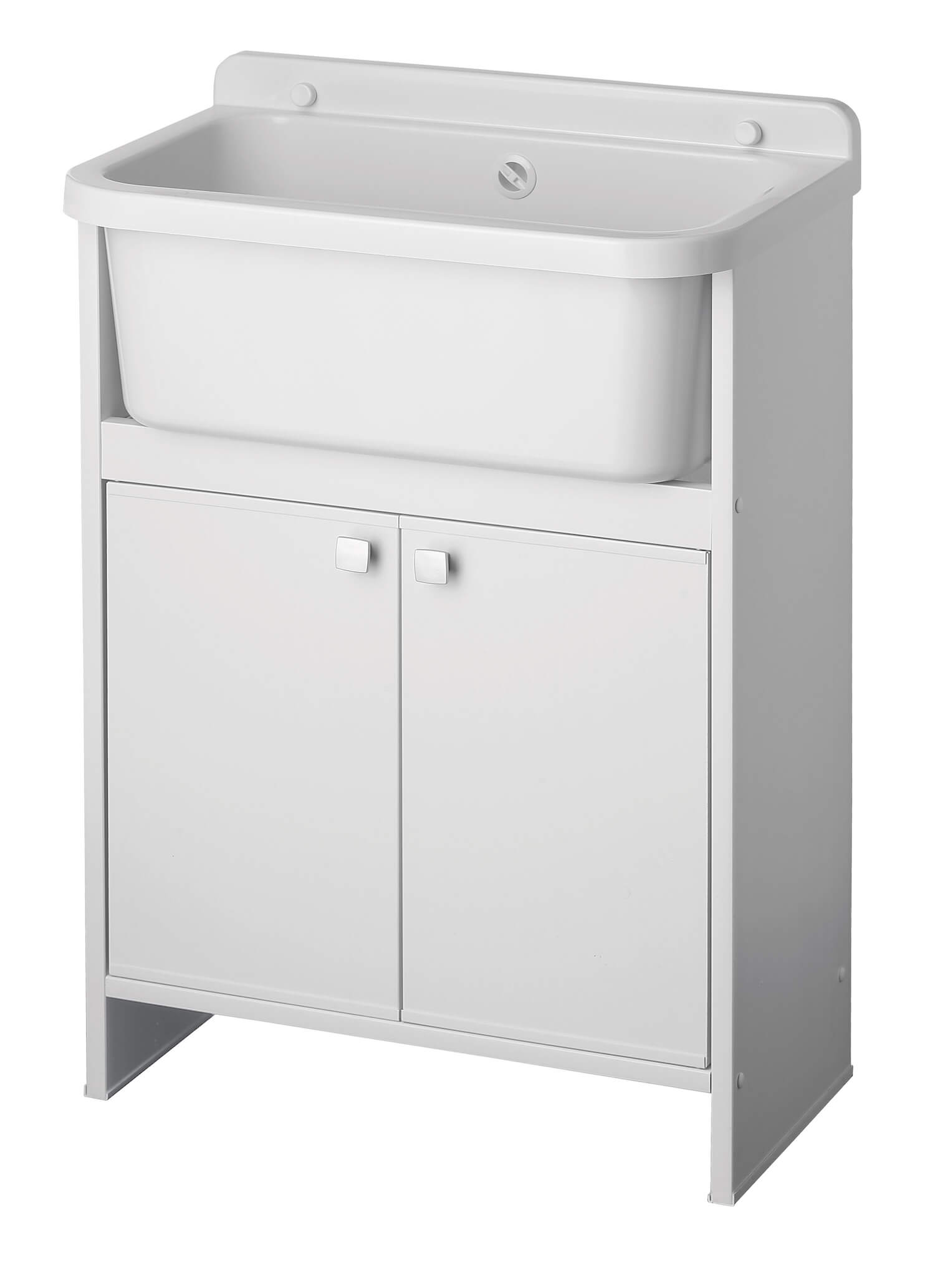 Mobile Lavanderia in PVC 54x26x80 cm 2 Ante per Interno ed Esterno Forlani Clear Bianco