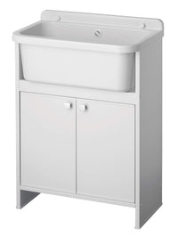 Mobile Lavanderia in PVC 54x26x80 cm 2 Ante per Interno ed Esterno Forlani Clear Bianco