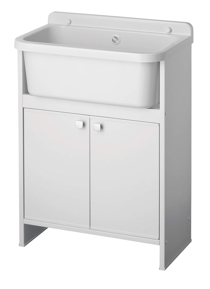 Mobile Lavanderia in PVC 54x26x80 cm 2 Ante per Interno ed Esterno Forlani Clear Bianco