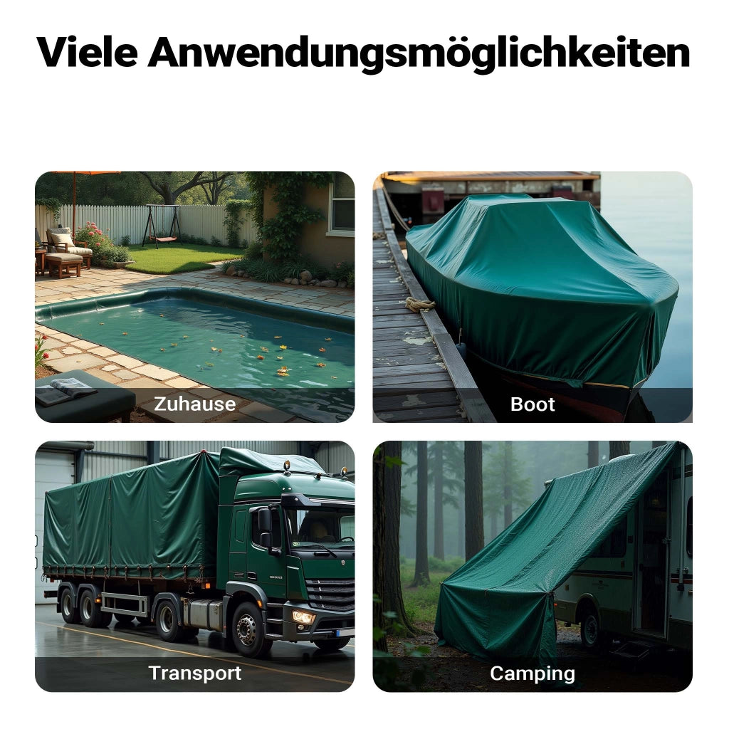 Telone occhiellato verde 5 x 7 m resistente alle intemperie e a raggi UV, impermeabile, robusto telo di protezione in poliestere 650 g/m² con rivestimento in PVC