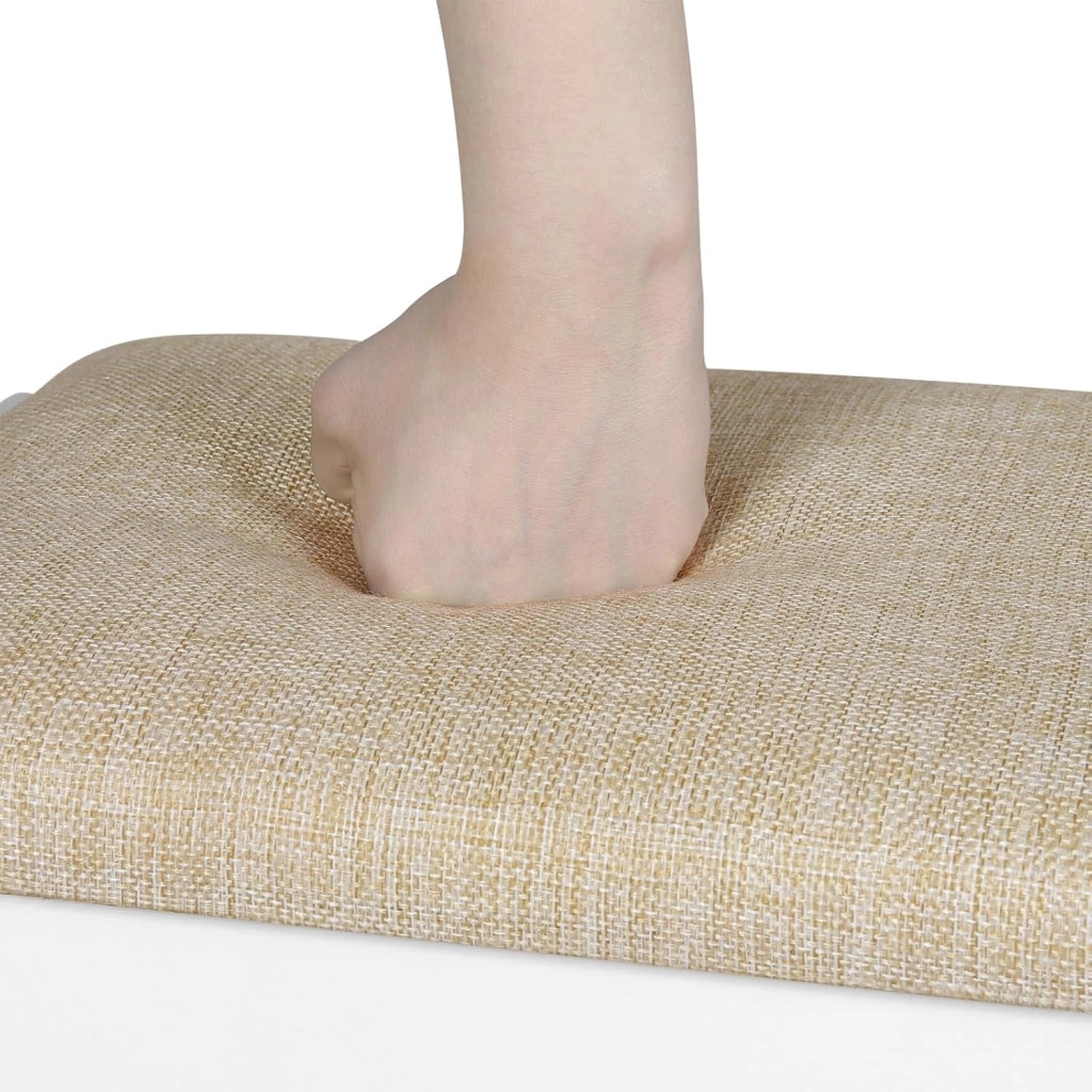 WOLTU Sgabello Per Toeletta da Trucco, Sedia da Make Up con Seduta Imbottita, 40x30x45cm, Sgabello per Camera da Letto, in Legno MDF e Lino, Bianco e Beige, MB6098be